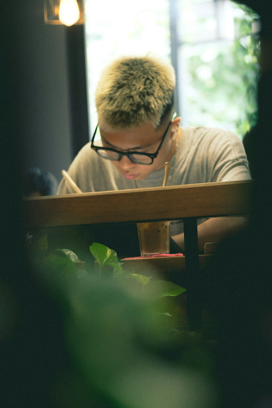 a person sitting at a desk